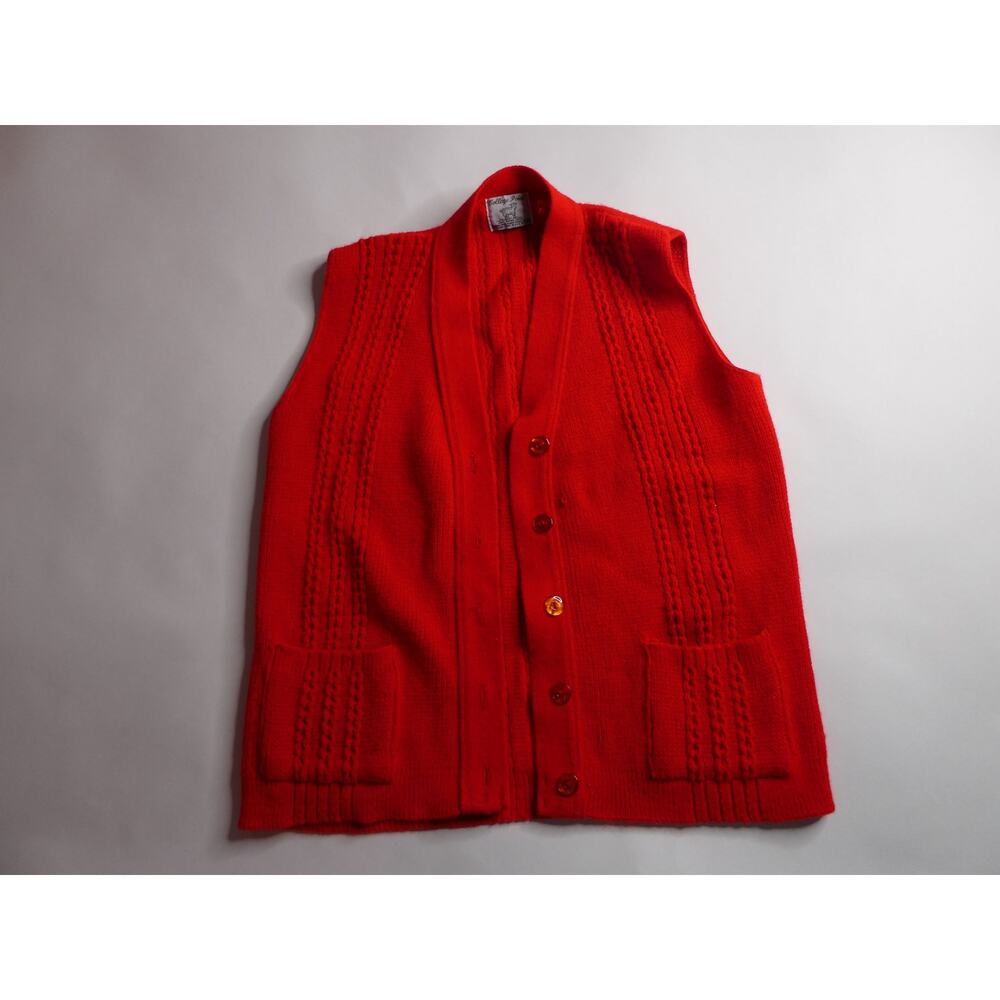 vintage College Point hand knit sweater vest cardigan, washable, medium